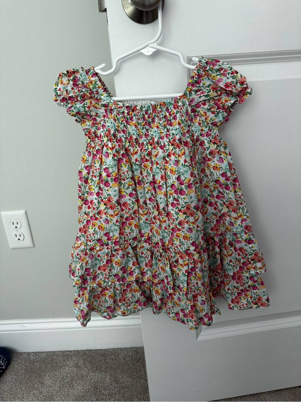 Janie and Jack White Dress with Pink & Yellow Floral Print
